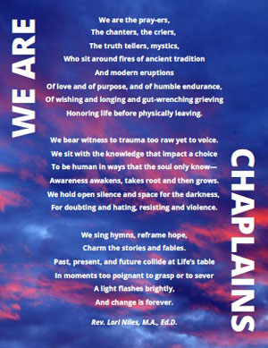 We are chaplains thumbnail of poem by Rev Niles