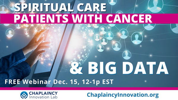 Chaplaincy spiritual care cancer big data webinar graphic